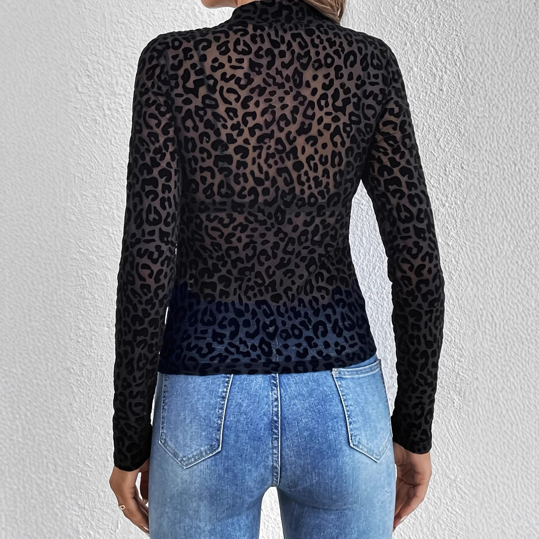 Women's Simple Printed Single-layer Bra Stand-collar Gauze Top