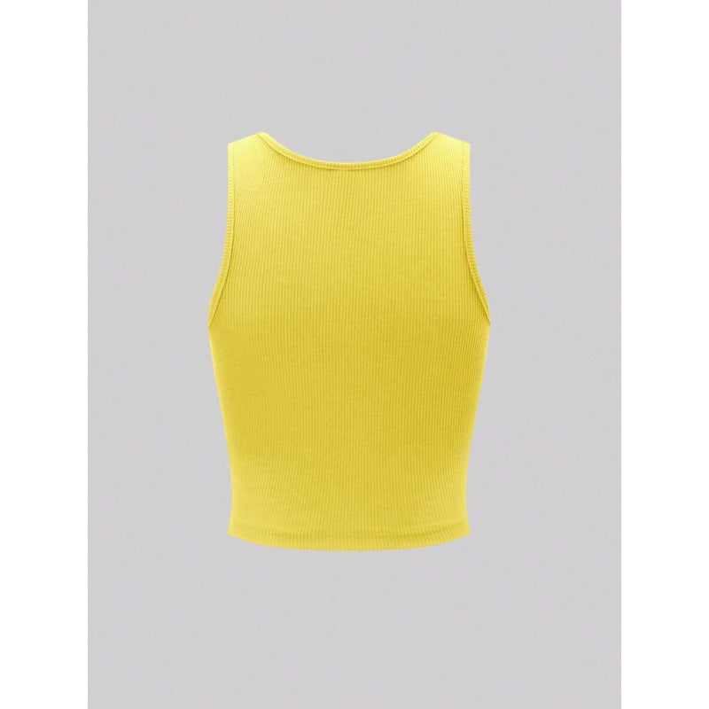 Yellow Vest Printed T-shirt Women's Top