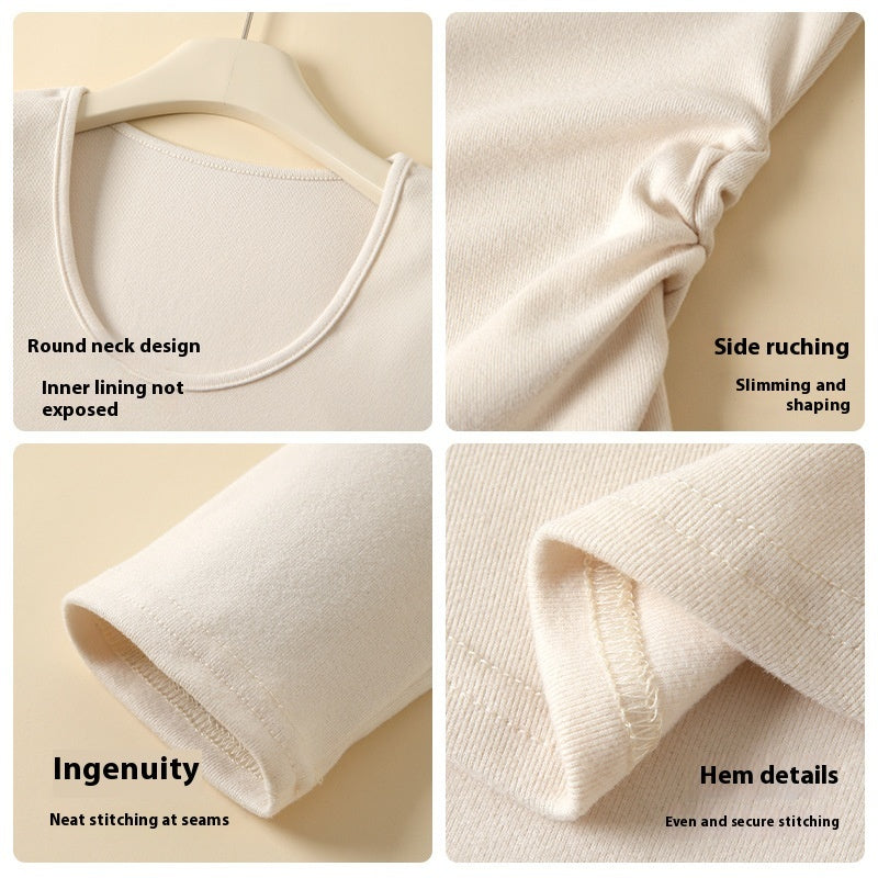 Big U-neck Bottoming Shirt Brushed Inner Wear T-shirt