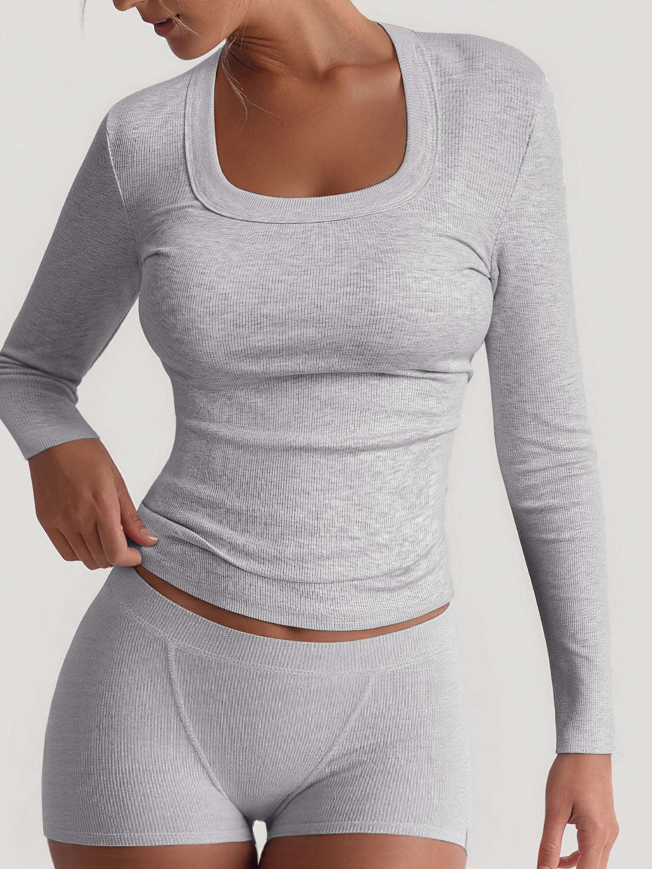 Sports Yoga Solid Color Long Sleeve High Elastic Skirt Outfit