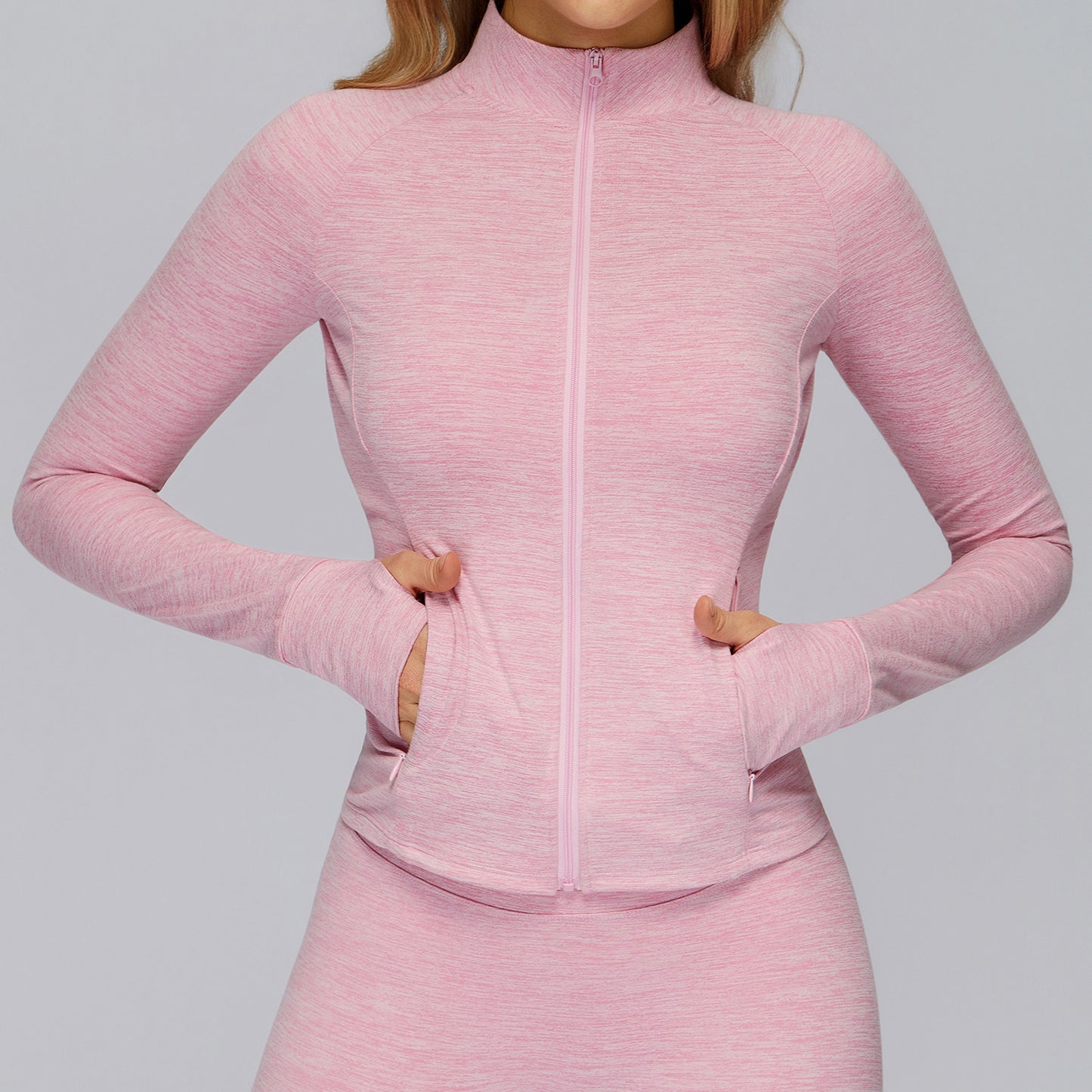 Brushed Long Sleeve Coat Zipper Pocket Quick-drying Tight Sports Jacket