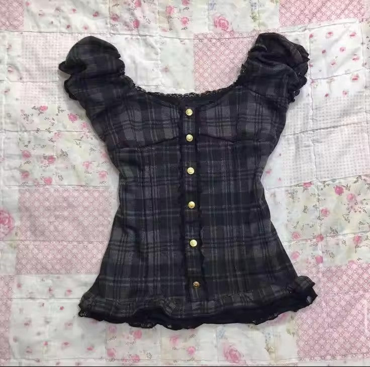 Fashion Color Contrast Polka-dot Cinched Slimming Casual Short-sleeved T-shirt
