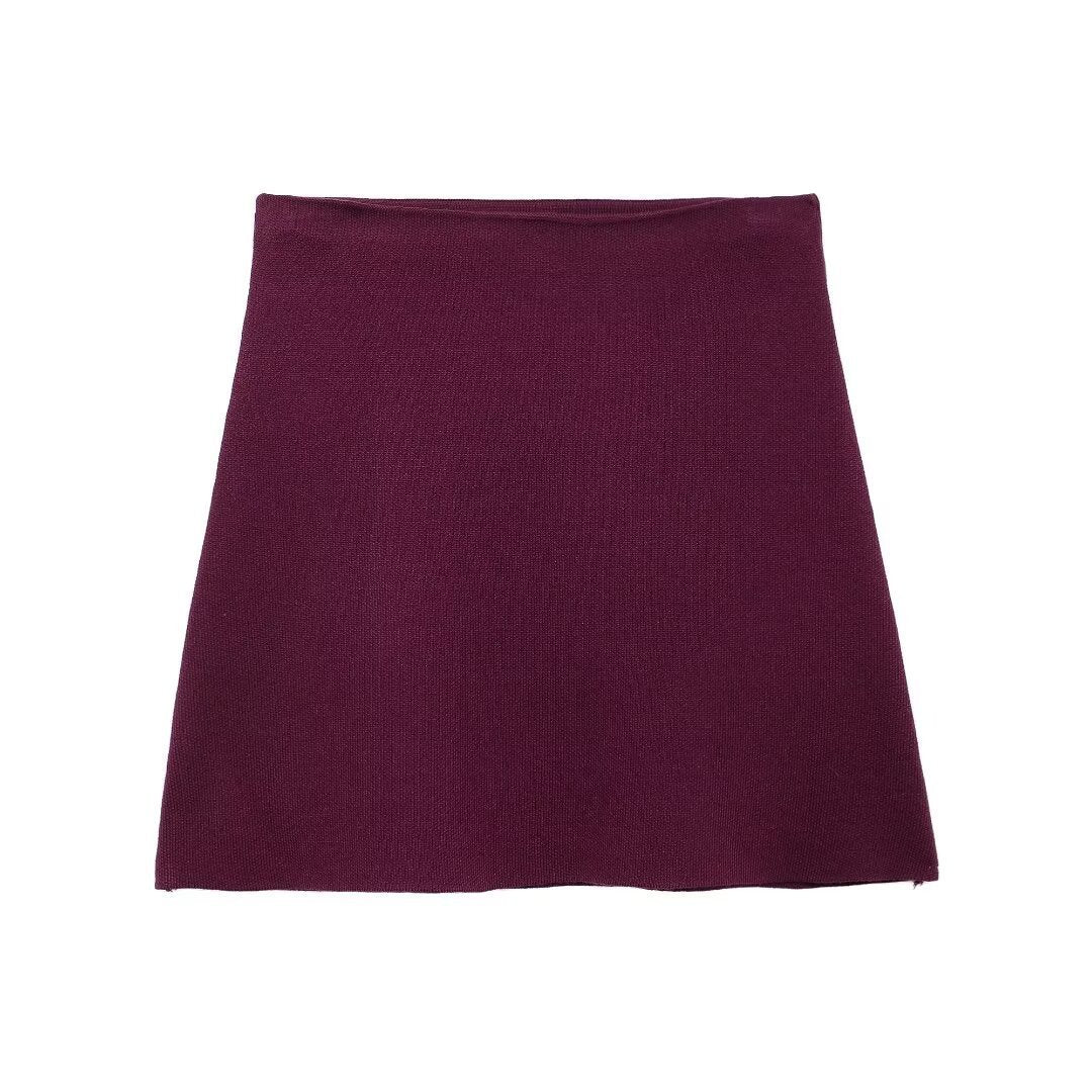 Women's Loose Sleeves Knitted Coat High Waist Knit Mini Skirt Suit