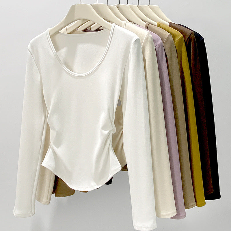Big U-neck Bottoming Shirt Brushed Inner Wear T-shirt