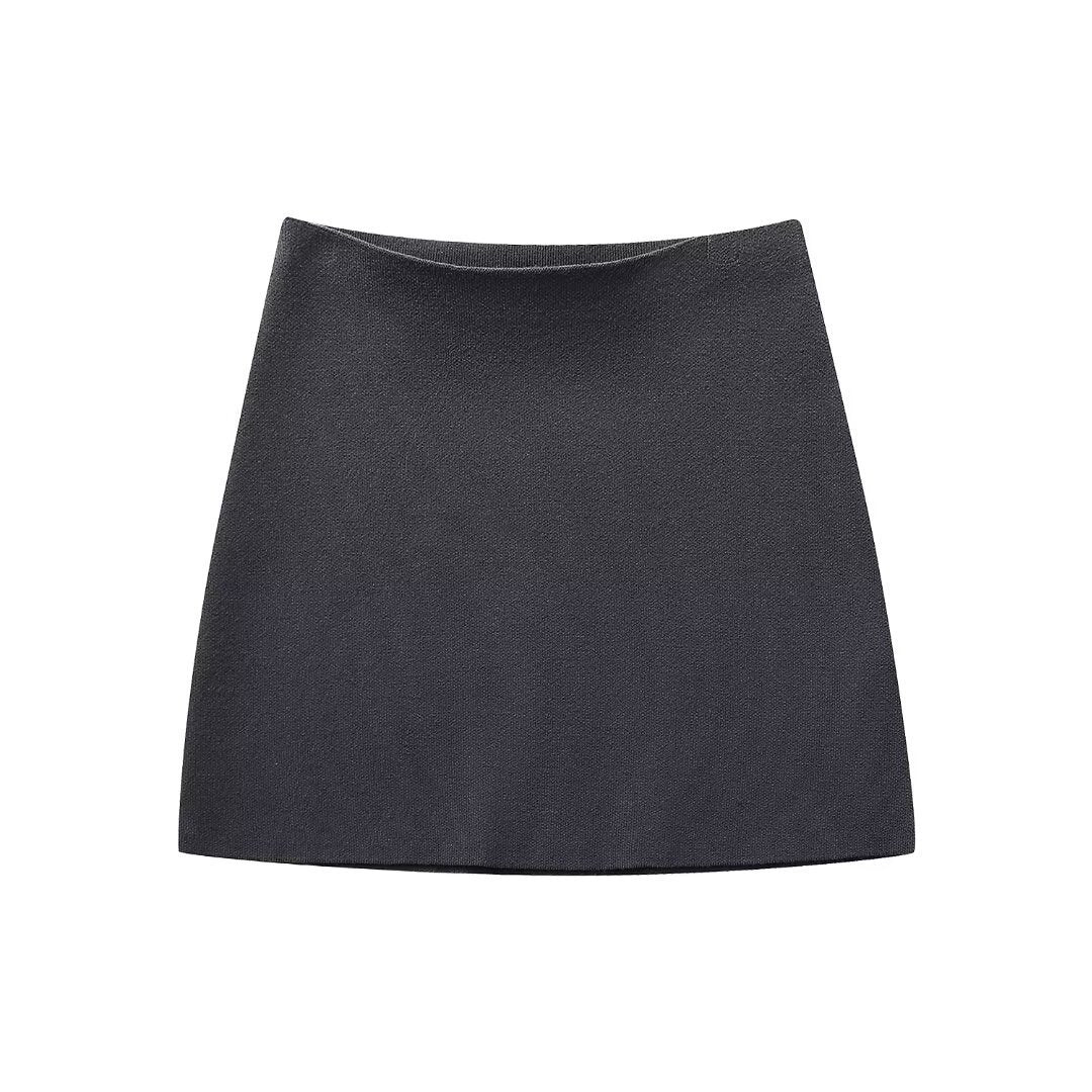 Women's Loose Sleeves Knitted Coat High Waist Knit Mini Skirt Suit