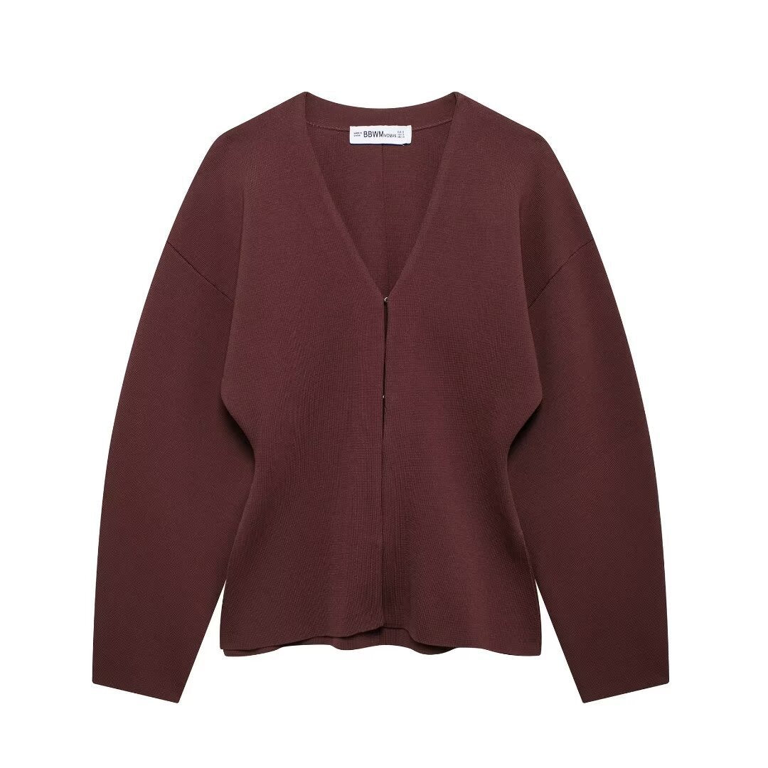 Women's Loose Sleeves Knitted Coat High Waist Knit Mini Skirt Suit