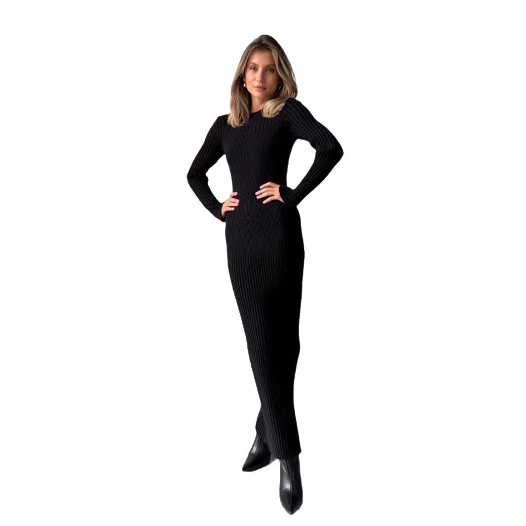 Knitted Round Neck Woolen Skirt Women