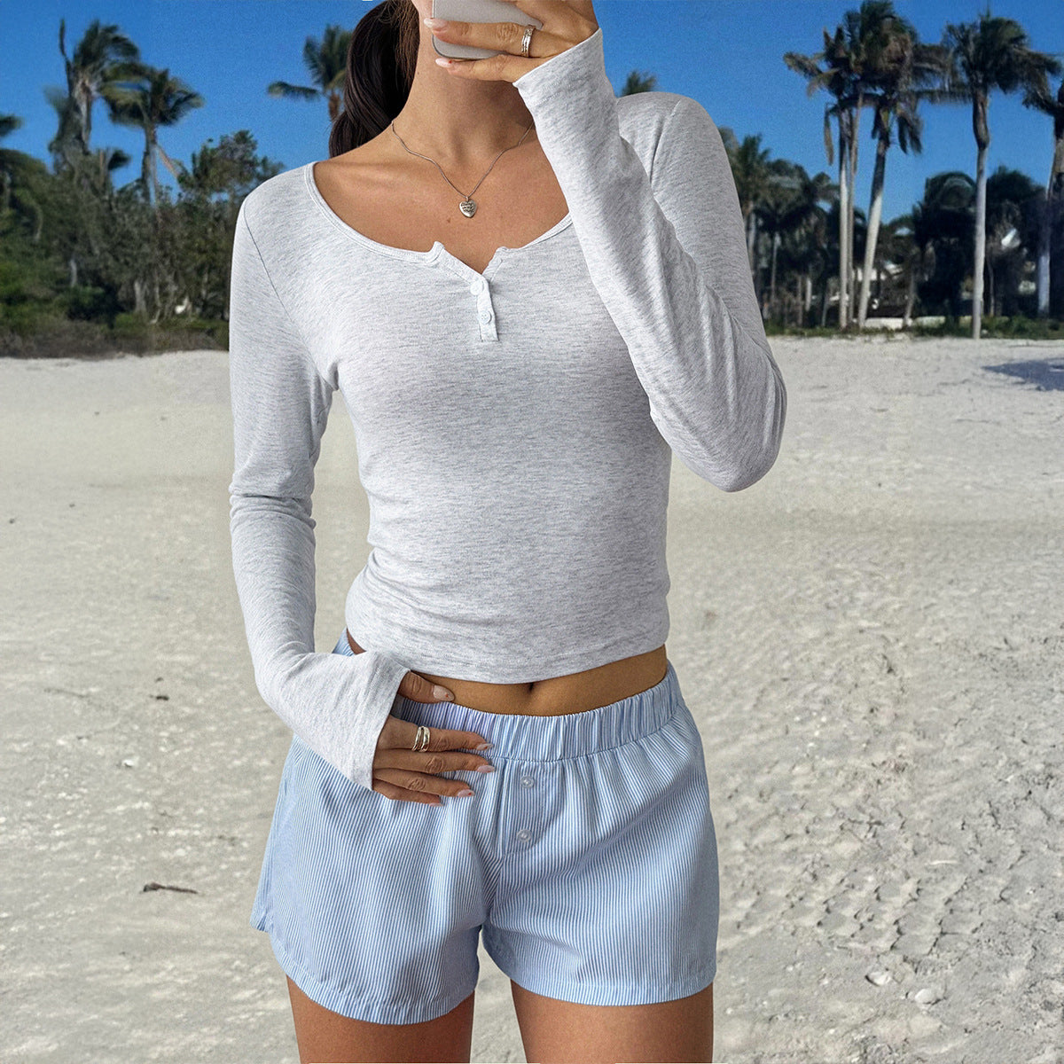 All-matching Long Sleeve Top T-shirt Women's Clothing