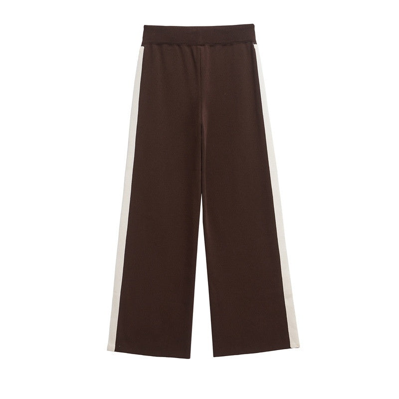 Women's Side Striped Knitted Sweater Pants Suit
