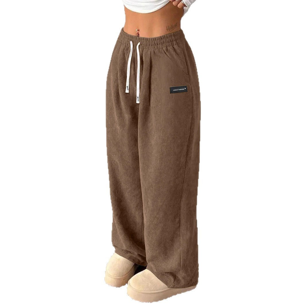 Loose Drawstring Solid Color Pocket Casual Versatile Pants Women's Pants