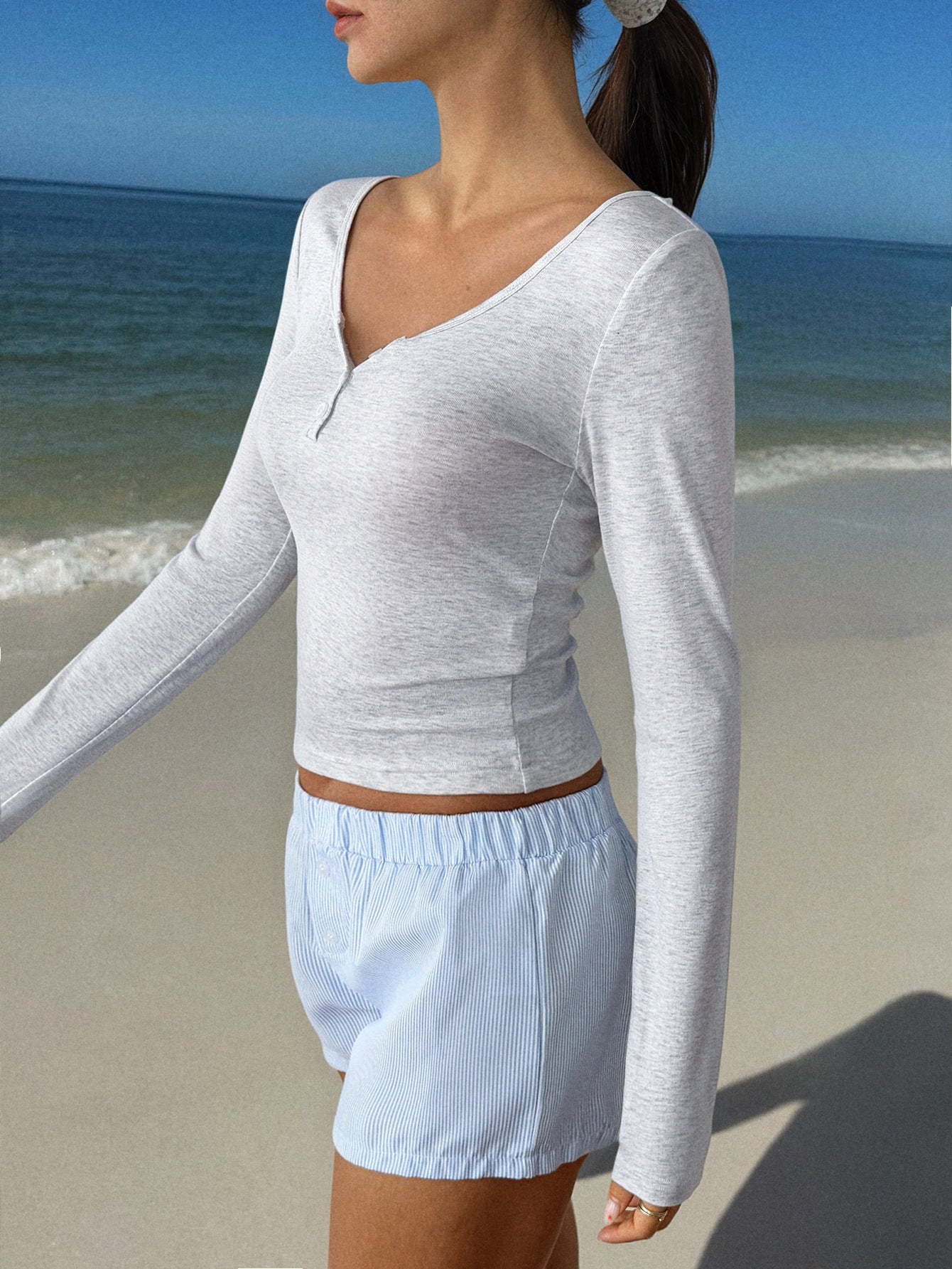 All-matching Long Sleeve Top T-shirt Women's Clothing
