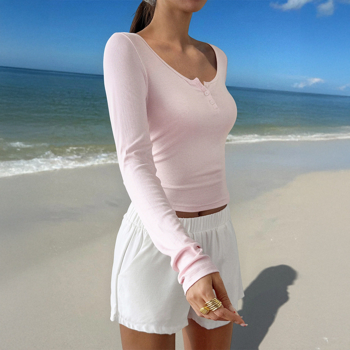 All-matching Long Sleeve Top T-shirt Women's Clothing