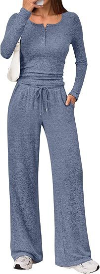 Two-piece Set Women's Long-sleeve Blouse Wide Leg Pants Fashion Casual Set