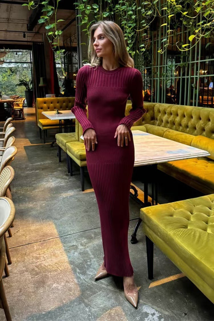 Knitted Round Neck Woolen Skirt Women