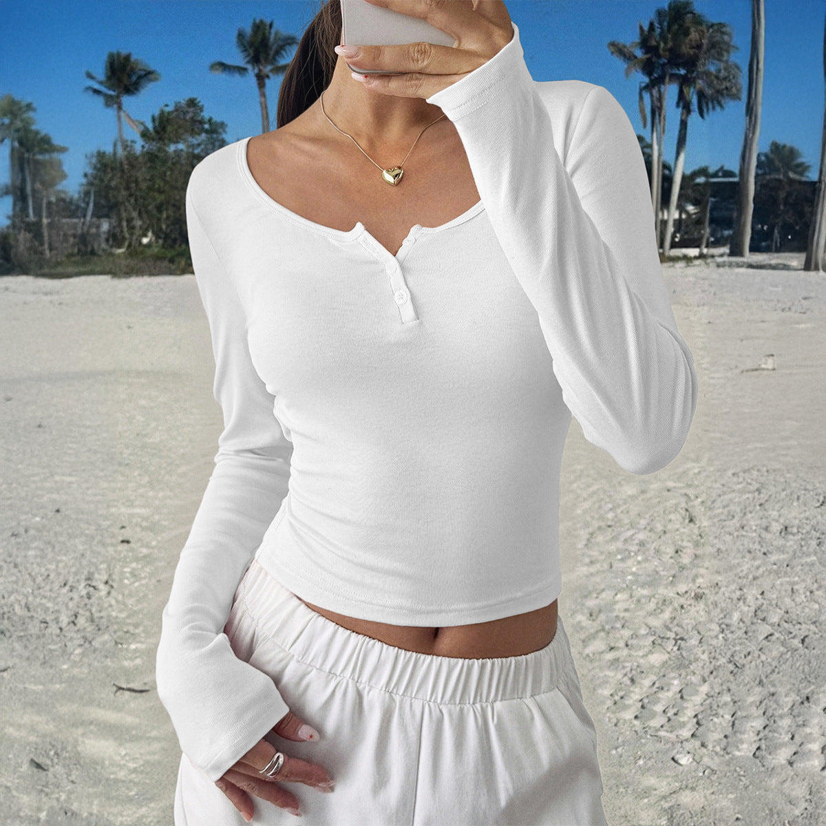 All-matching Long Sleeve Top T-shirt Women's Clothing