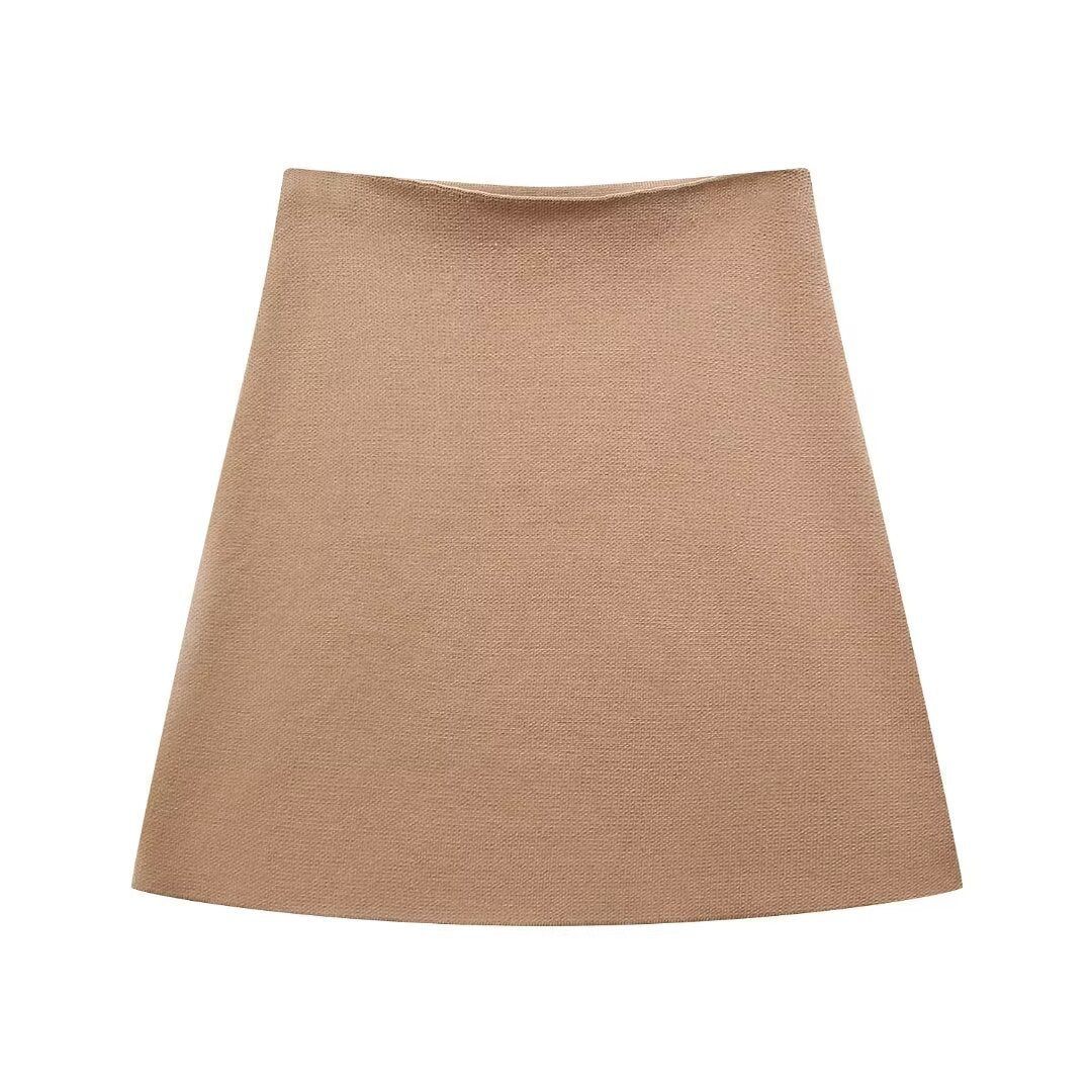Women's Loose Sleeves Knitted Coat High Waist Knit Mini Skirt Suit