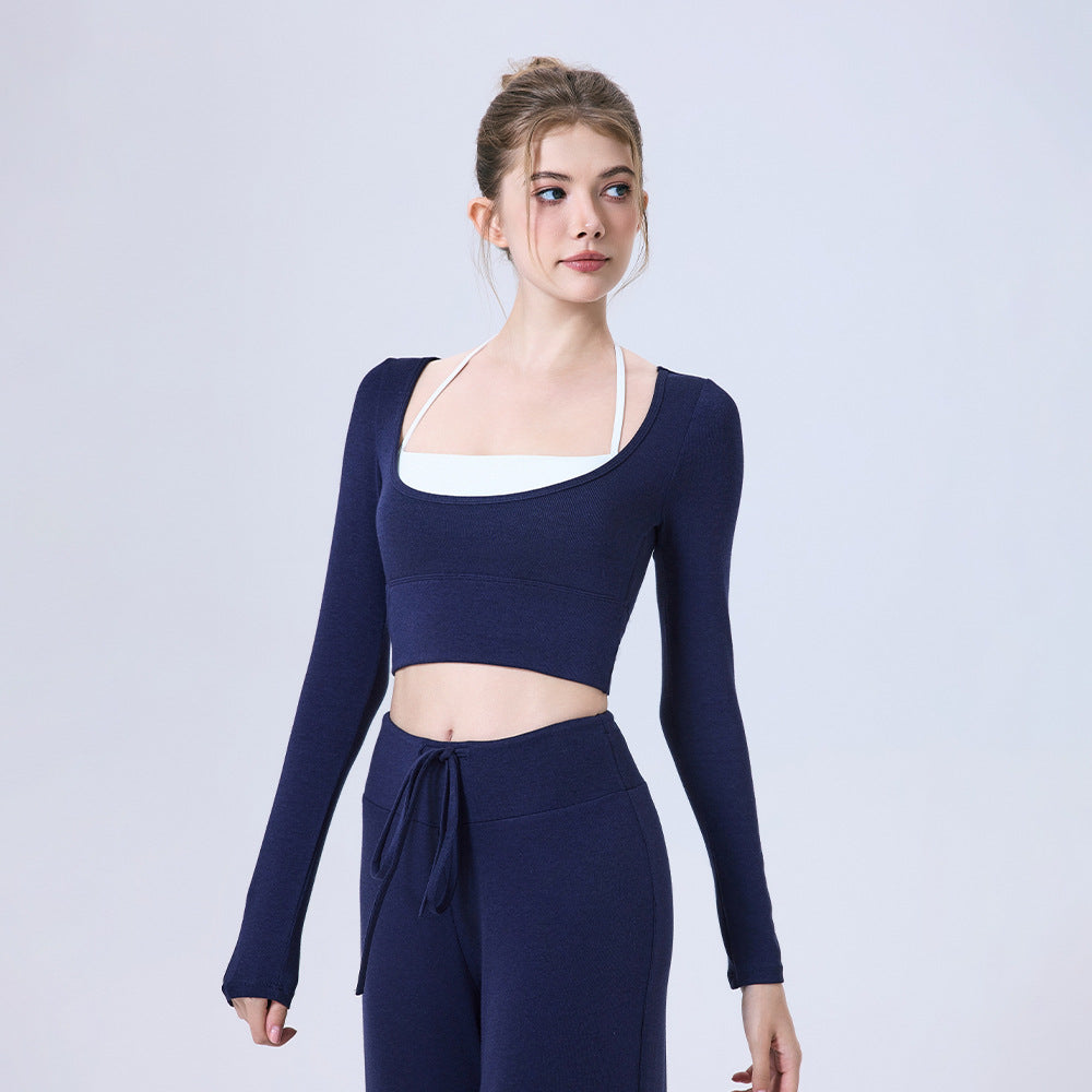 Nude Feel Yoga Clothes Long Sleeve Sports Bra Workout Top