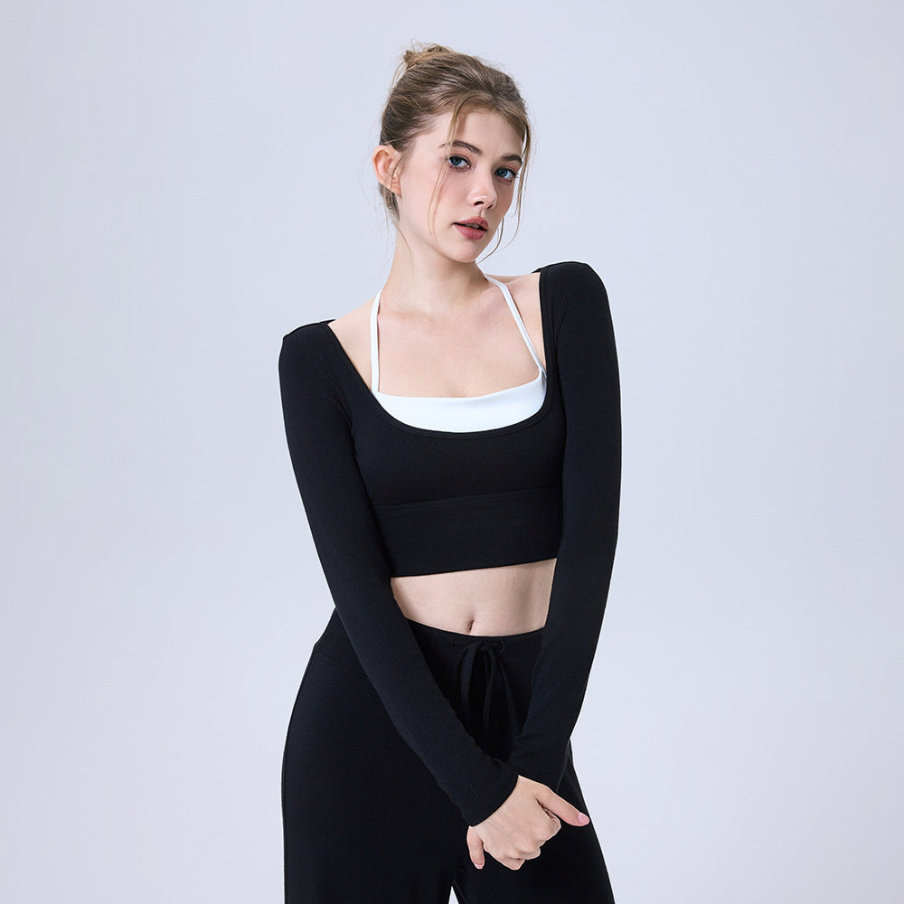 Nude Feel Yoga Clothes Long Sleeve Sports Bra Workout Top