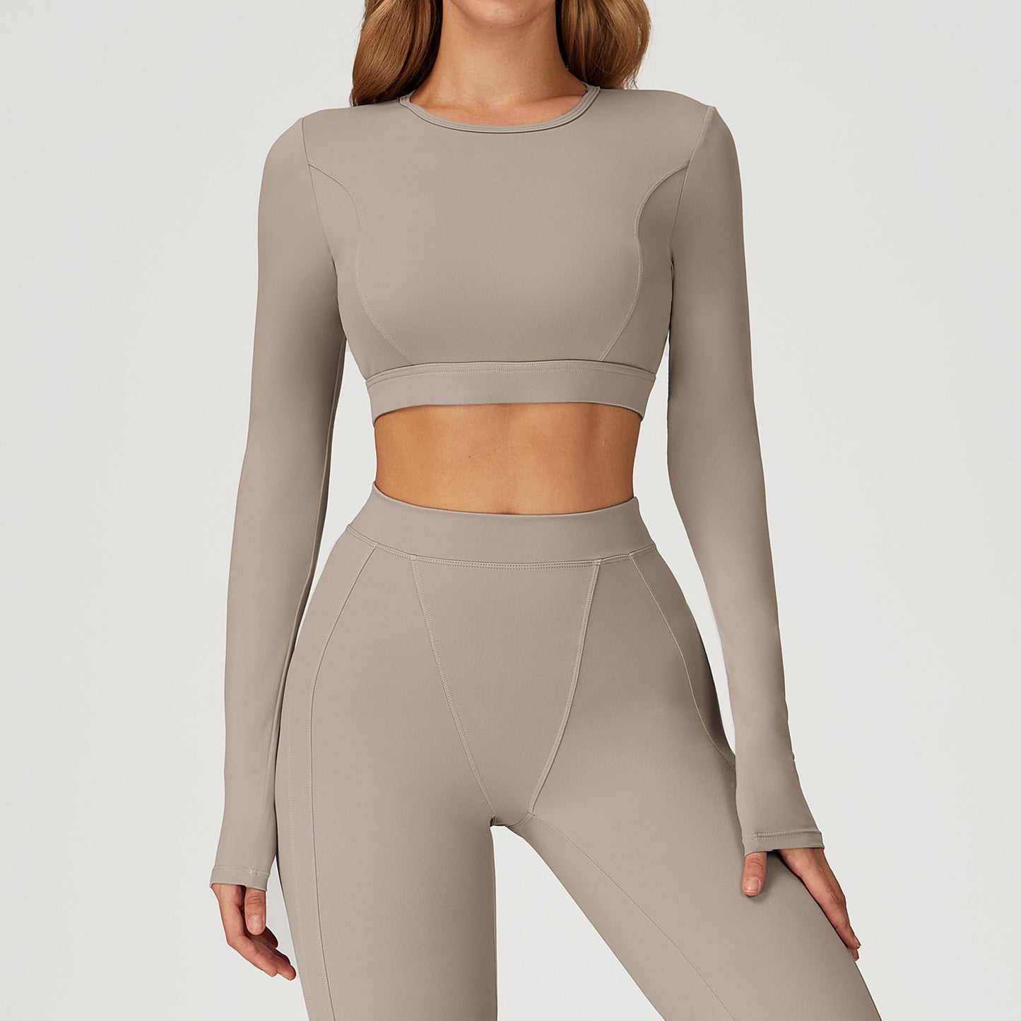 Nude Feel Tight Long Sleeve Sports Round Neck Yoga Long Sleeve Top