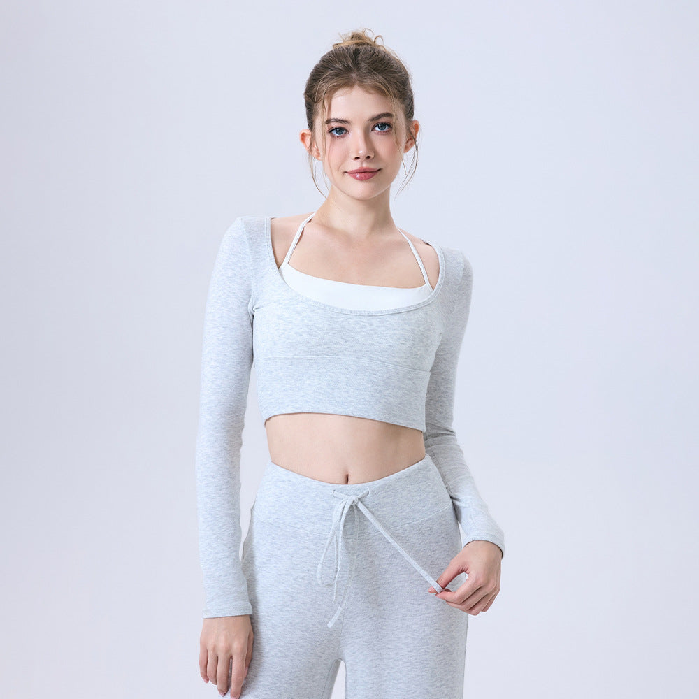 Nude Feel Yoga Clothes Long Sleeve Sports Bra Workout Top