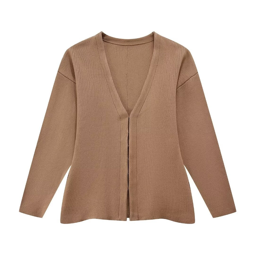 Women's Loose Sleeves Knitted Coat High Waist Knit Mini Skirt Suit