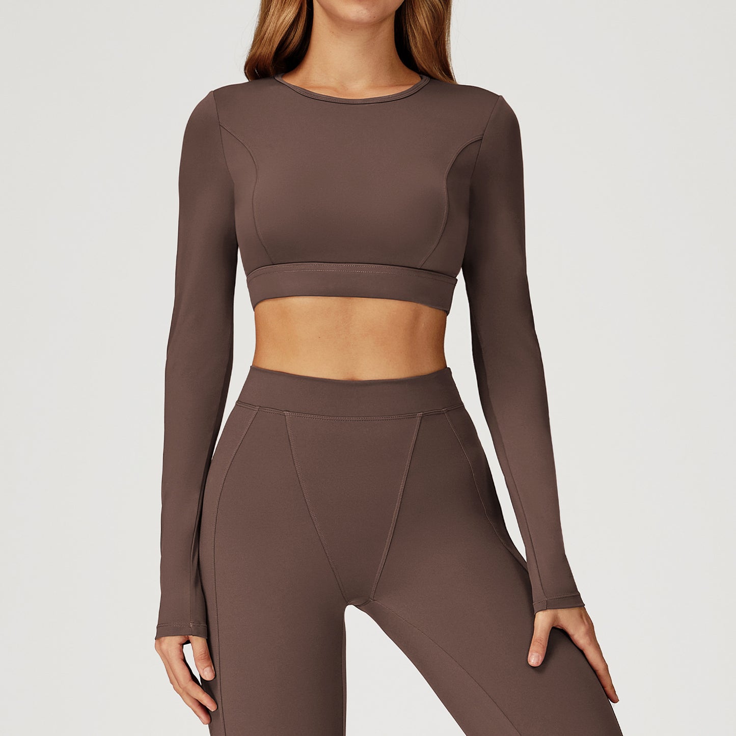 Nude Feel Tight Long Sleeve Sports Round Neck Yoga Long Sleeve Top