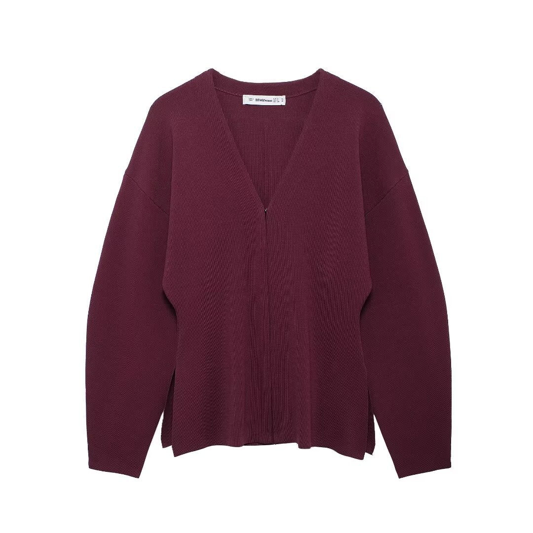 Women's Loose Sleeves Knitted Coat High Waist Knit Mini Skirt Suit