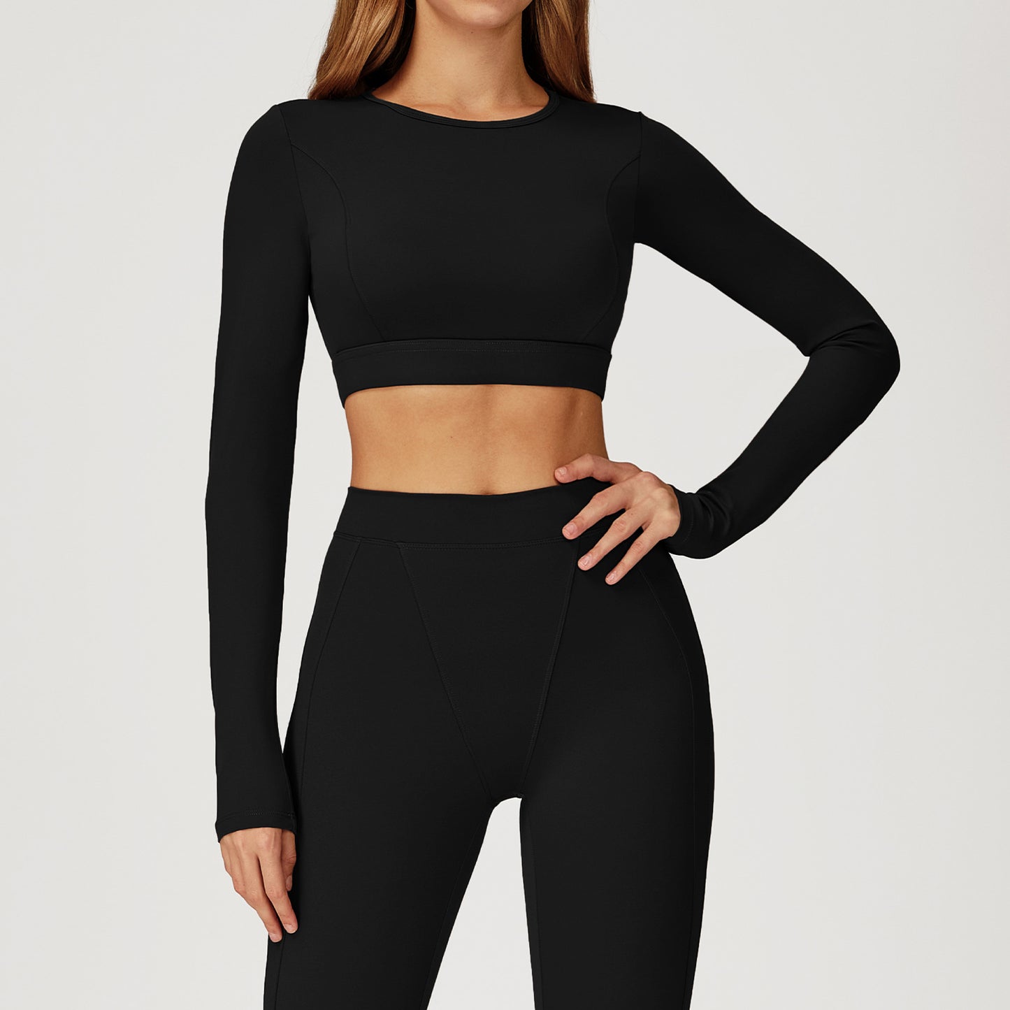 Nude Feel Tight Long Sleeve Sports Round Neck Yoga Long Sleeve Top