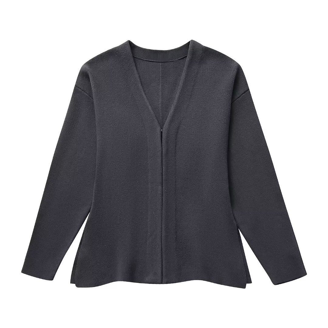 Women's Loose Sleeves Knitted Coat High Waist Knit Mini Skirt Suit