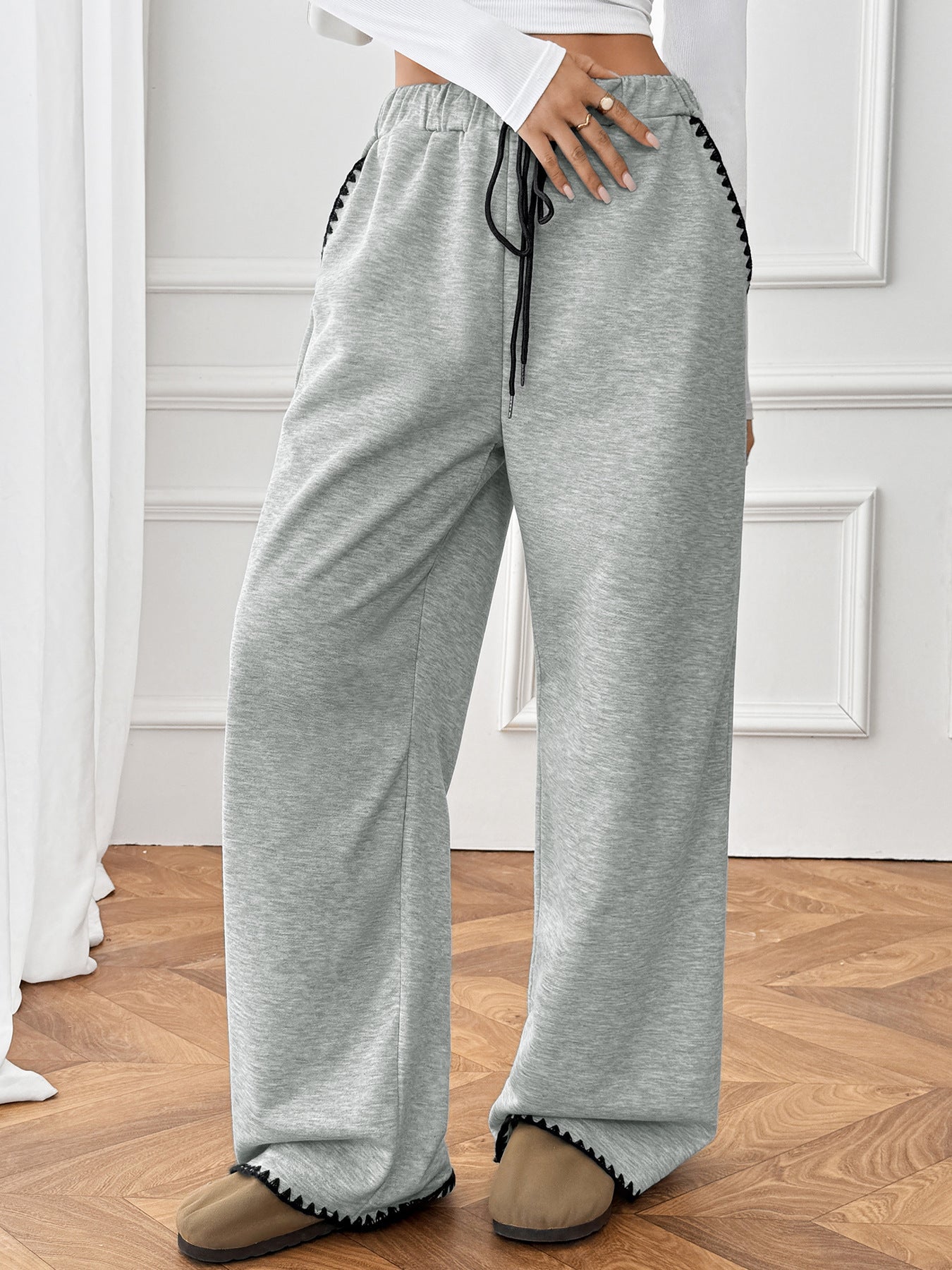 Women's Casual Straight-leg Elastic Waist Pants
