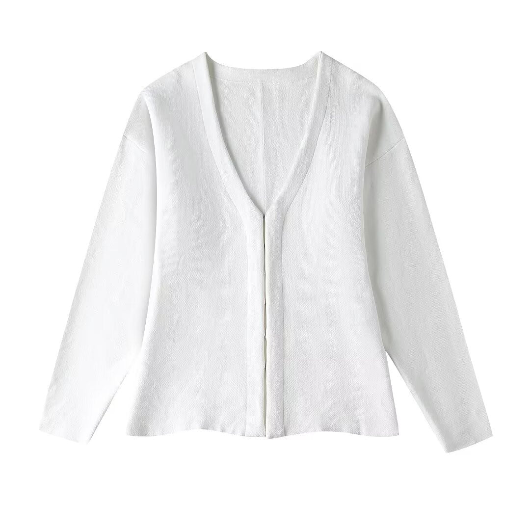Women's Loose Sleeves Knitted Coat High Waist Knit Mini Skirt Suit