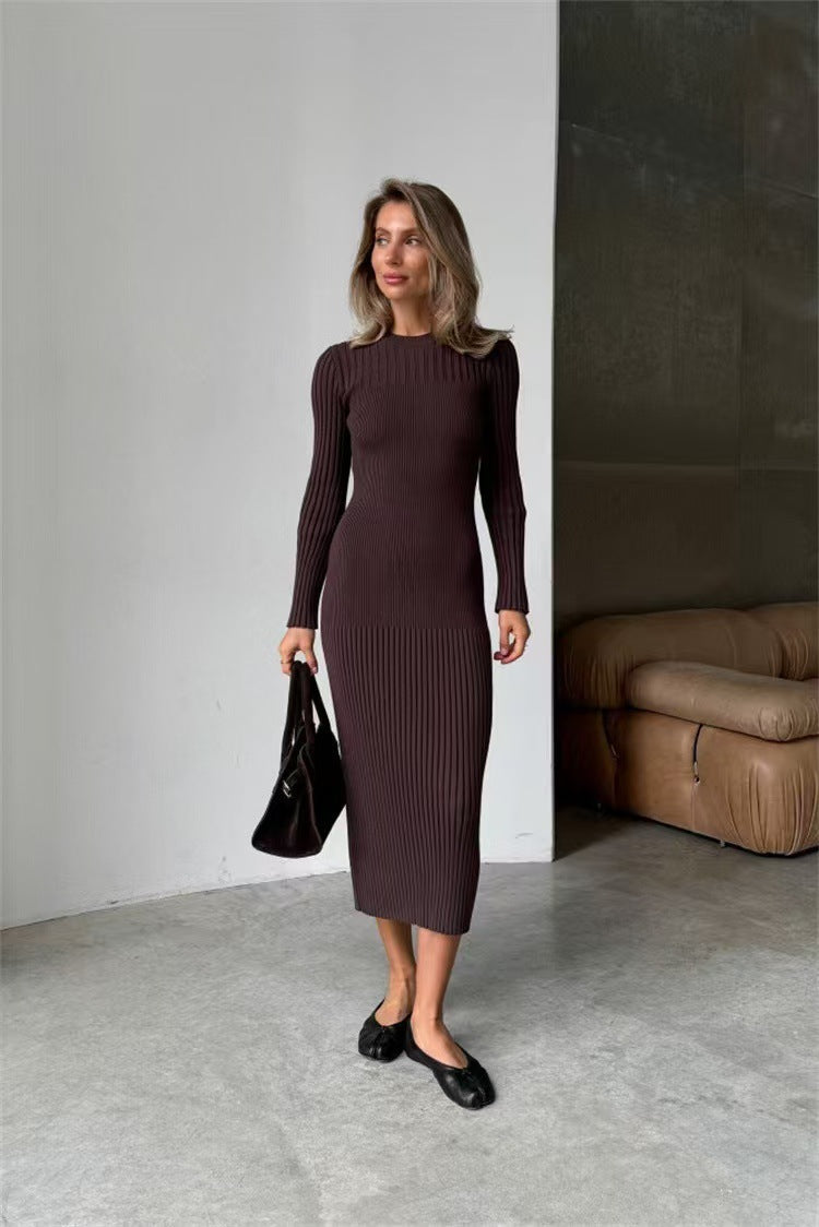 Knitted Round Neck Woolen Skirt Women