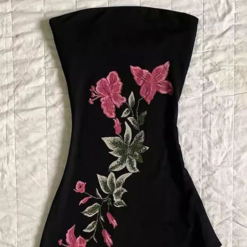 Women's Black Classic Retro Tube Top Dress