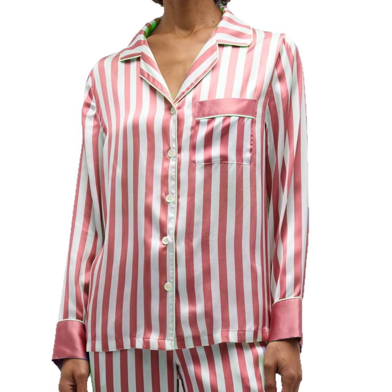 Women's Striped Home Long-sleeved Loose Pajamas Set