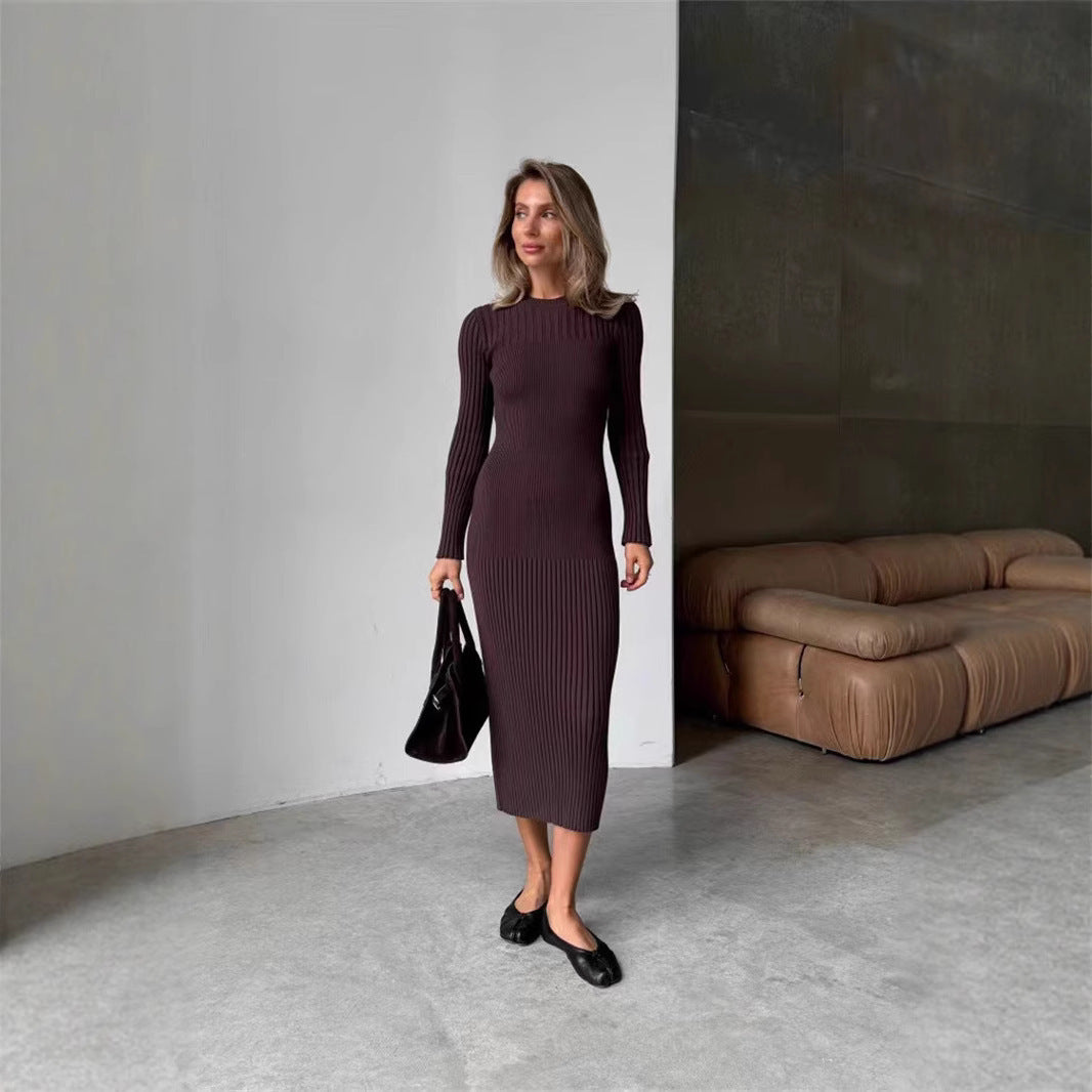 Knitted Round Neck Woolen Skirt Women