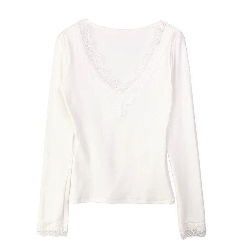 Lace Trim V-neck Undershirt