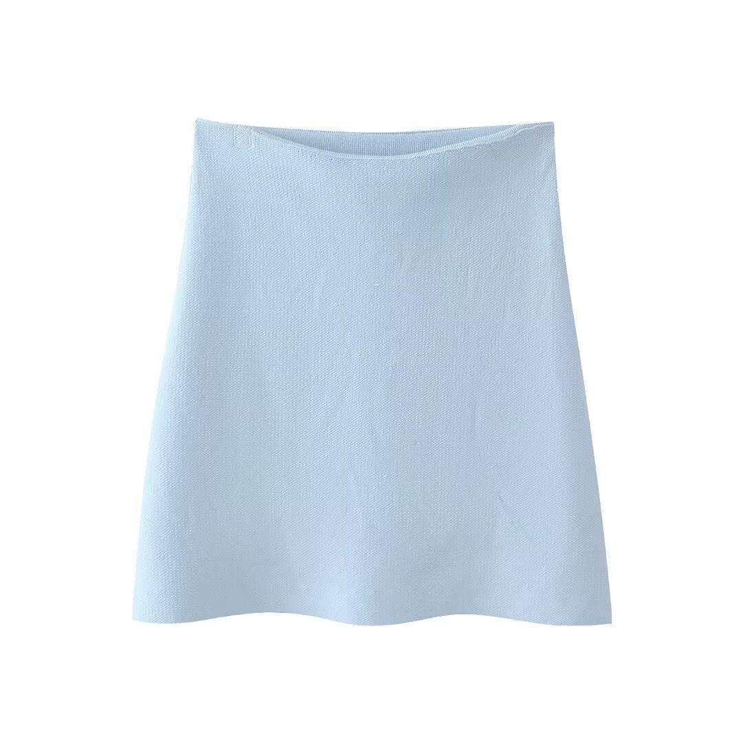 Women's Loose Sleeves Knitted Coat High Waist Knit Mini Skirt Suit