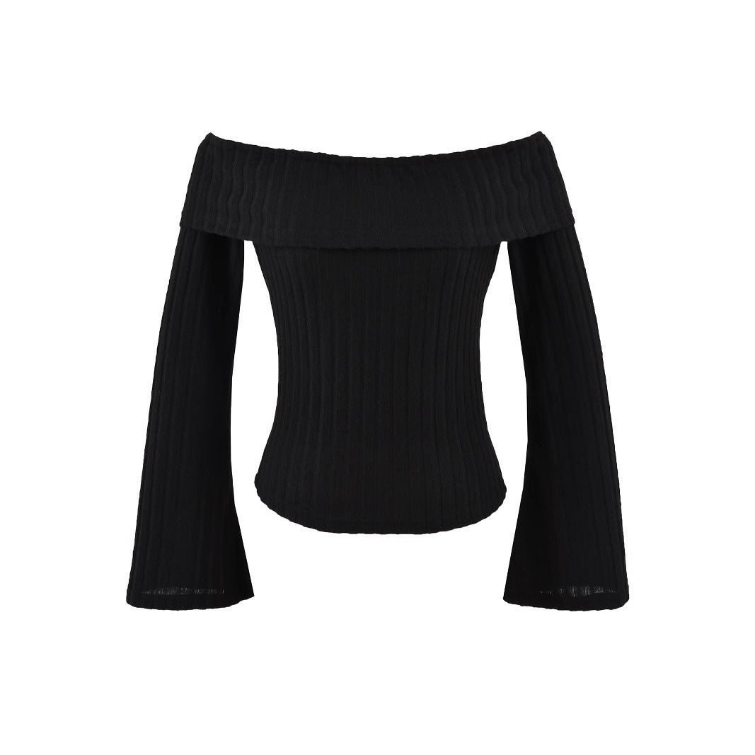 Idle Style Off-the-shoulder Slim Pullover T-shirt