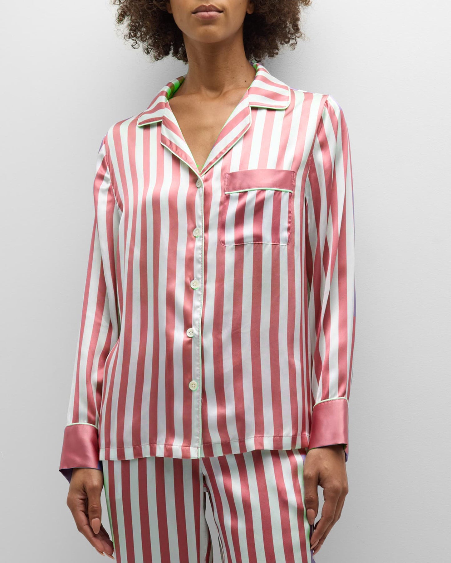 Women's Striped Home Long-sleeved Loose Pajamas Set