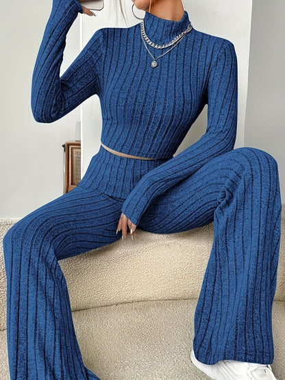 Knitted Long-sleeve Suit Hooded Sweater Trousers
