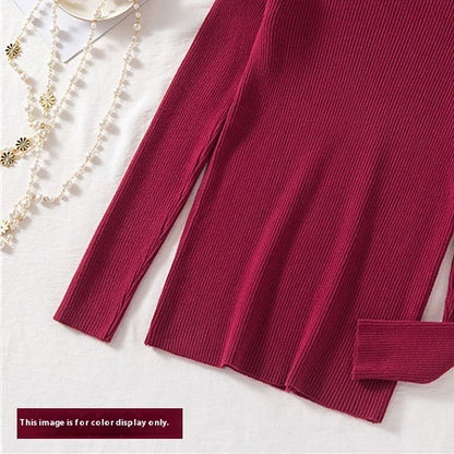 Petal Collar Knitted Off-shoulder Inner Bottoming Sweater