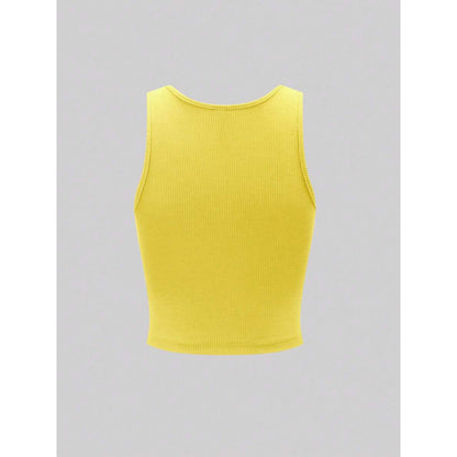 Yellow Vest Printed T-shirt Women's Top