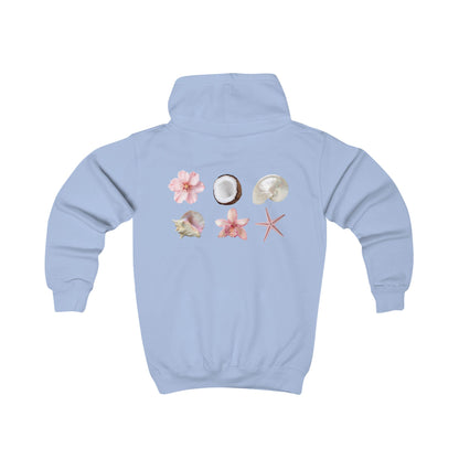 Ethereal Floral Kids Hoodie, Summer Beachwear, Gift for Girls, Outdoor Play, Cute Kids Apparel