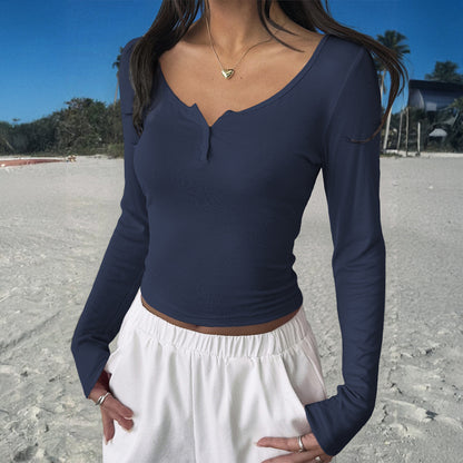 All-matching Long Sleeve Top T-shirt Women's Clothing