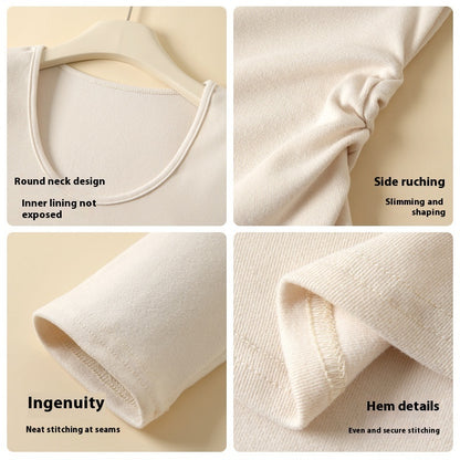 Big U-neck Bottoming Shirt Brushed Inner Wear T-shirt
