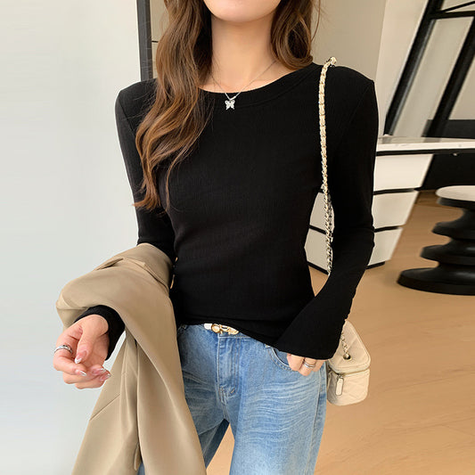 Lyocell Wool Round Neck Knitted Bottoming Shirt For Women