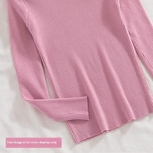 Petal Collar Knitted Off-shoulder Inner Bottoming Sweater