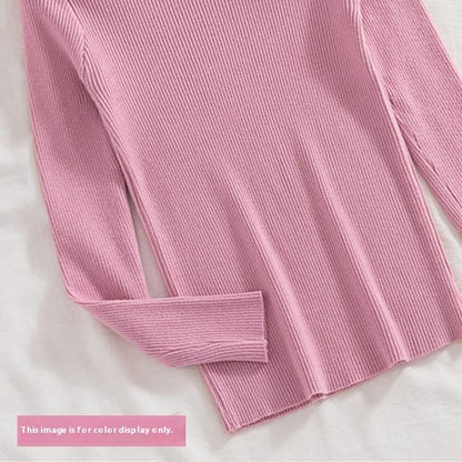 Petal Collar Knitted Off-shoulder Inner Bottoming Sweater