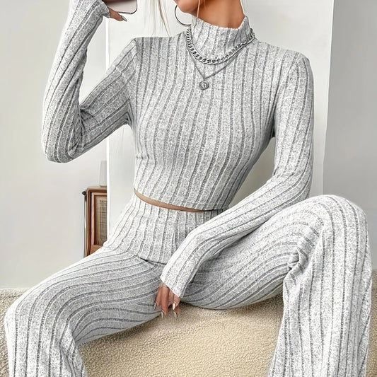 Knitted Long-sleeve Suit Hooded Sweater Trousers