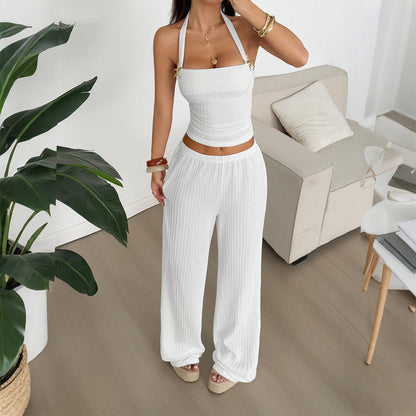 Women's Halter Tube Top Trousers Suit